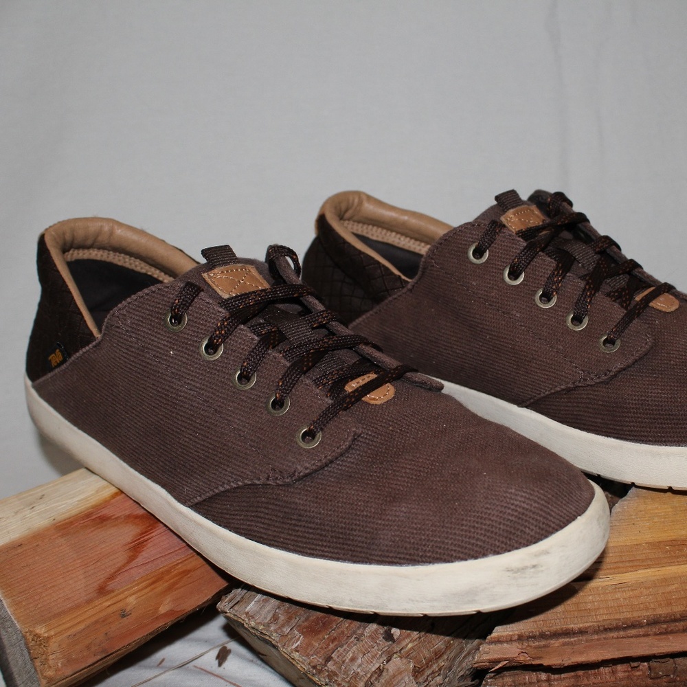 TEVA 1984 Lace-Up Loafers, Brown Canvas, mens size 11